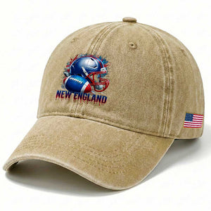 NE Football Spirit Washed Cotton Baseball Cap Game Day Sports Fan Gift TS12 Print Your Wear