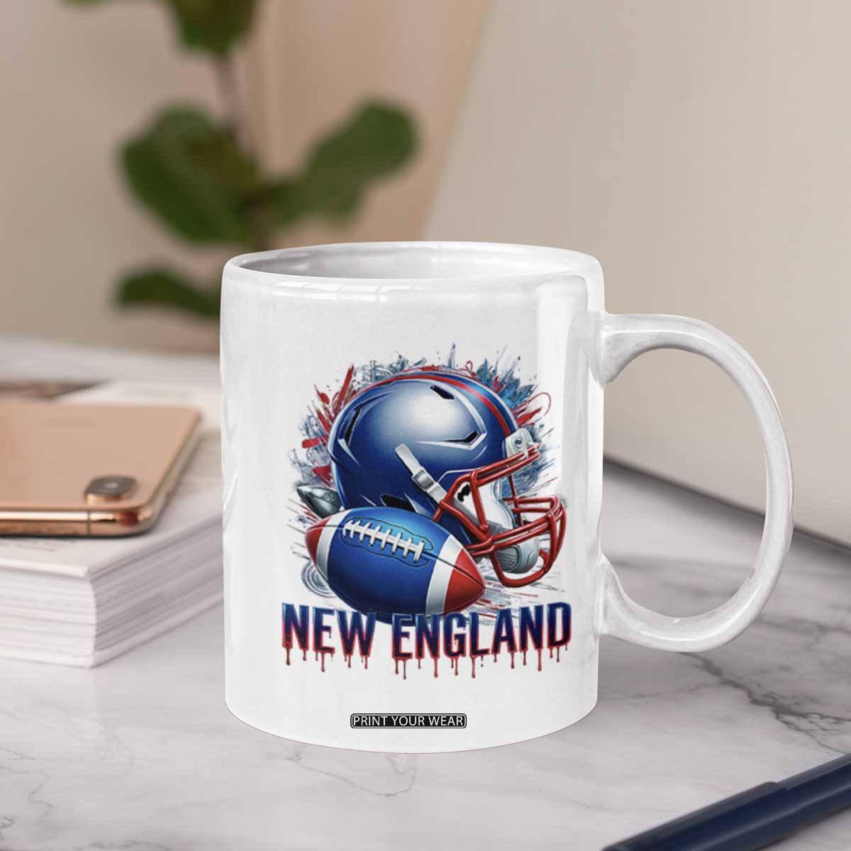 NE Football Spirit Coffee Mug Game Day Sports Fan Gift TS12 Print Your Wear
