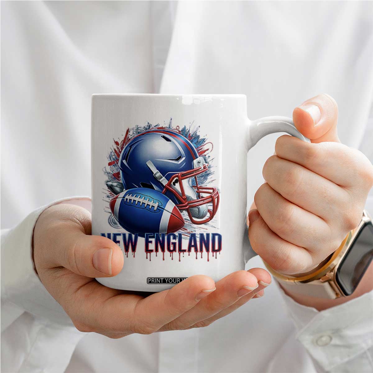 NE Football Spirit Coffee Mug Game Day Sports Fan Gift TS12 Print Your Wear