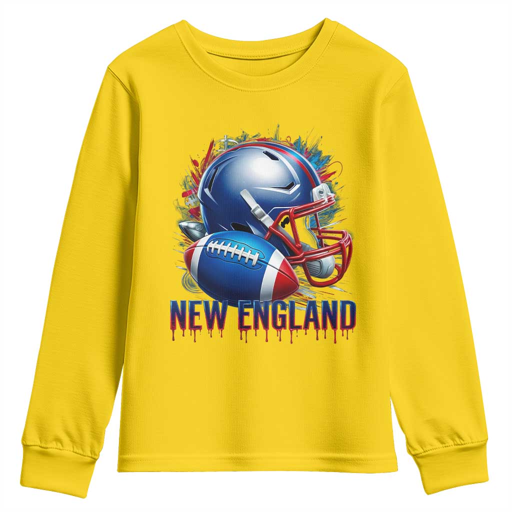 NE Football Spirit Youth Sweatshirt Game Day Sports Fan Gift TS12 Daisy Print Your Wear