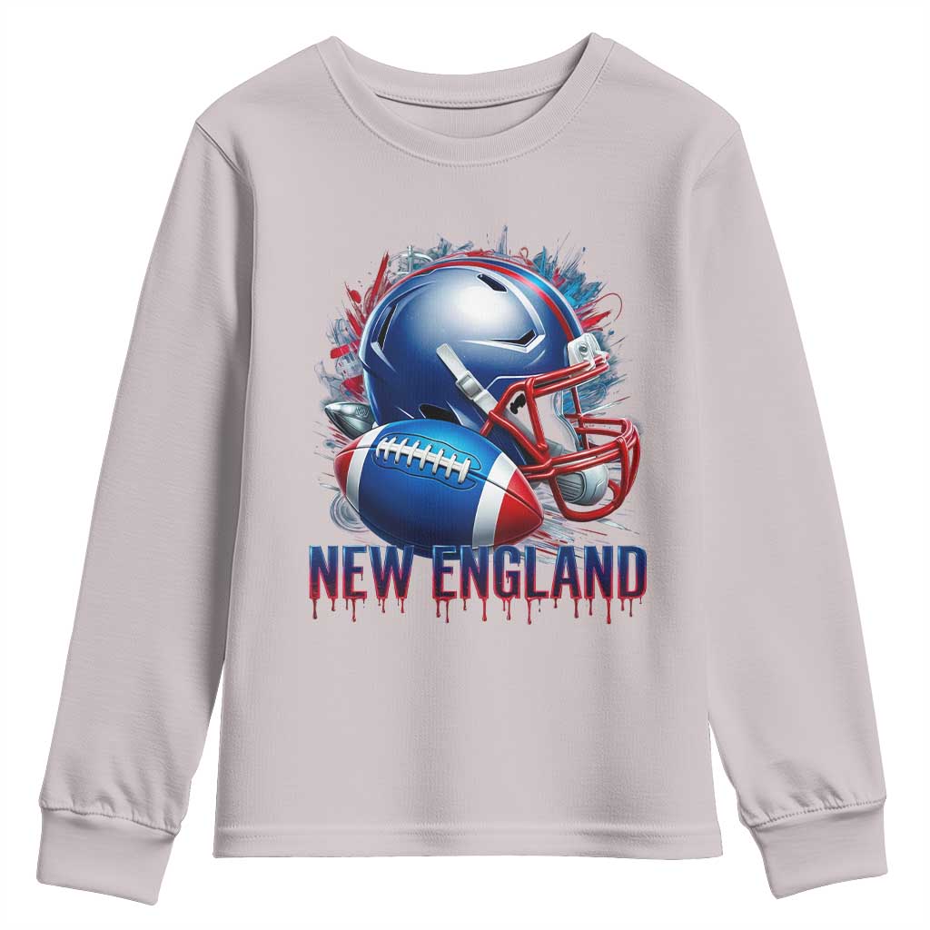 NE Football Spirit Youth Sweatshirt Game Day Sports Fan Gift TS12 Ice Gray Print Your Wear