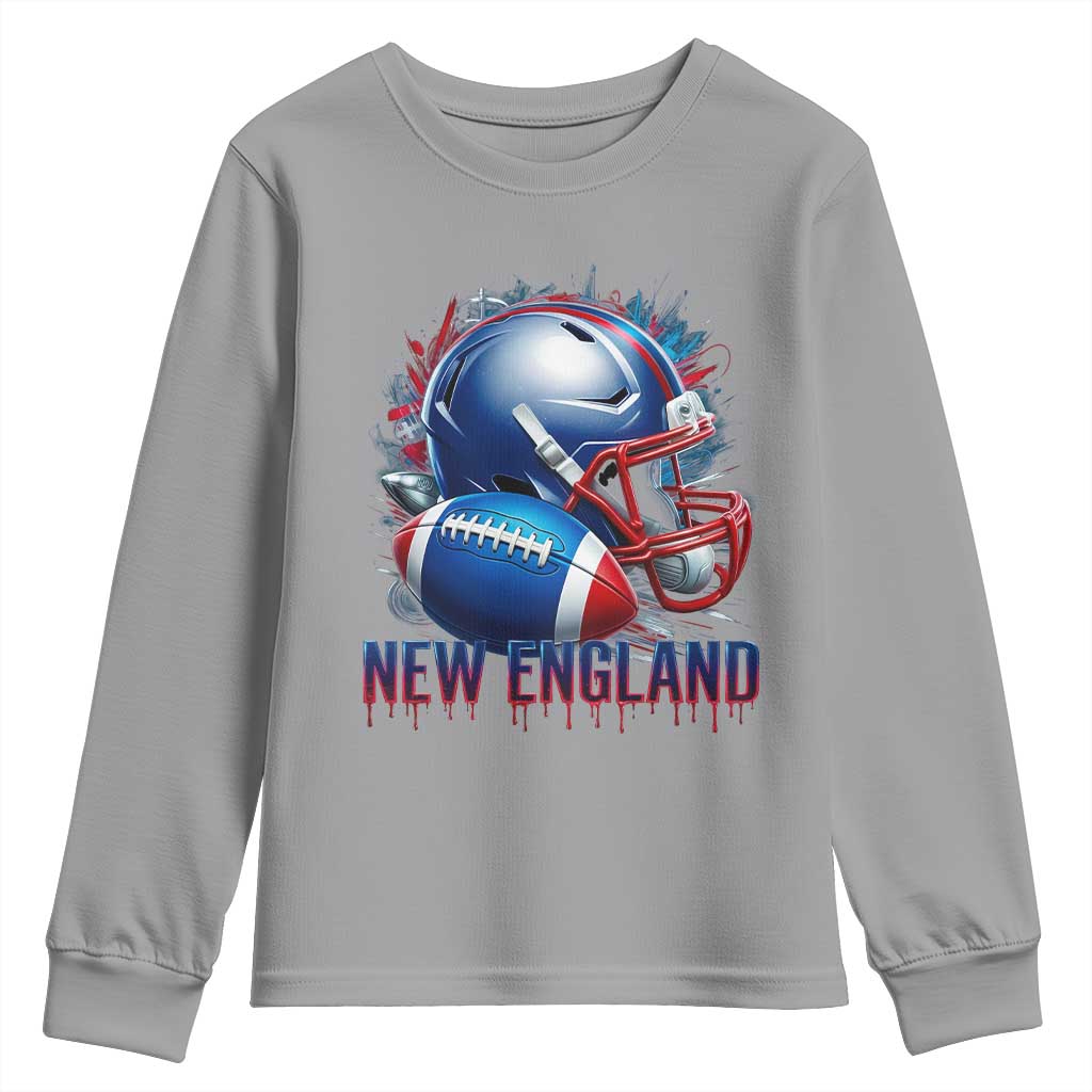 NE Football Spirit Youth Sweatshirt Game Day Sports Fan Gift TS12 Sport Gray Print Your Wear