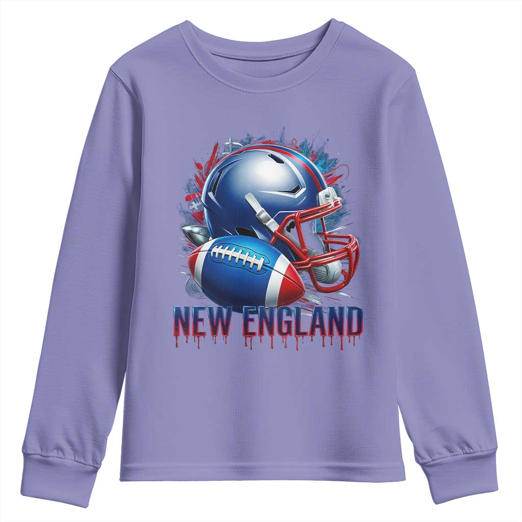 NE Football Spirit Youth Sweatshirt Game Day Sports Fan Gift TS12 Violet Print Your Wear