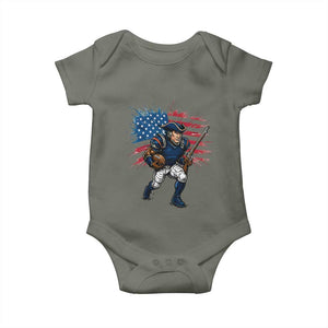 NE Football Fan Supporter Baby Onesie American Flag Pride Gift TS12 Military Green Print Your Wear