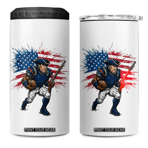 NE Football Fan Supporter 4 in 1 Can Cooler Tumbler American Flag Pride Gift TS12 One Size: 16 oz White Print Your Wear