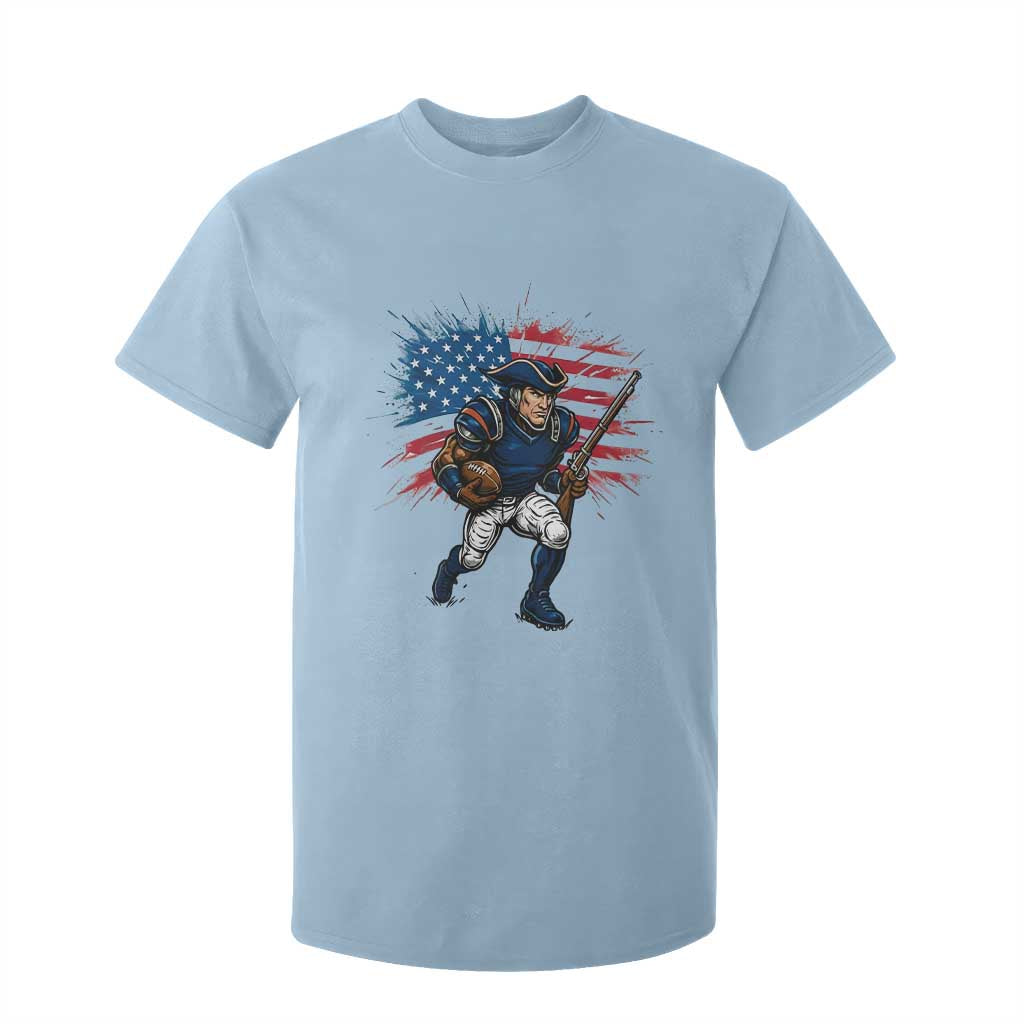 NE Football Fan Supporter T Shirt For Kid American Flag Pride Gift TS12 Light Blue Print Your Wear