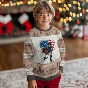 NE Football Fan Supporter Ugly Christmas Sweater American Flag Pride Gift TS12 Mocha Mousse Print Your Wear