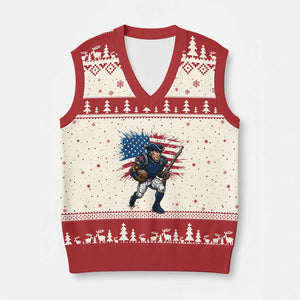 NE Football Fan Supporter V-Neck Knit Sweater Vest American Flag Pride Gift TS12 Beige Red Print Your Wear