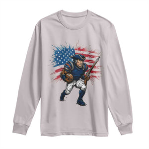 NE Football Fan Supporter Long Sleeve Shirt American Flag Pride Gift TS12 Ice Gray Print Your Wear