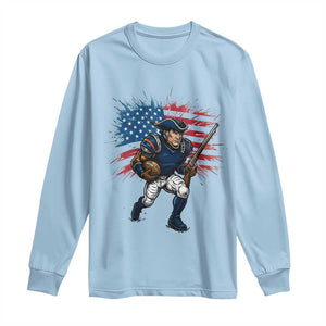 NE Football Fan Supporter Long Sleeve Shirt American Flag Pride Gift TS12 Light Blue Print Your Wear