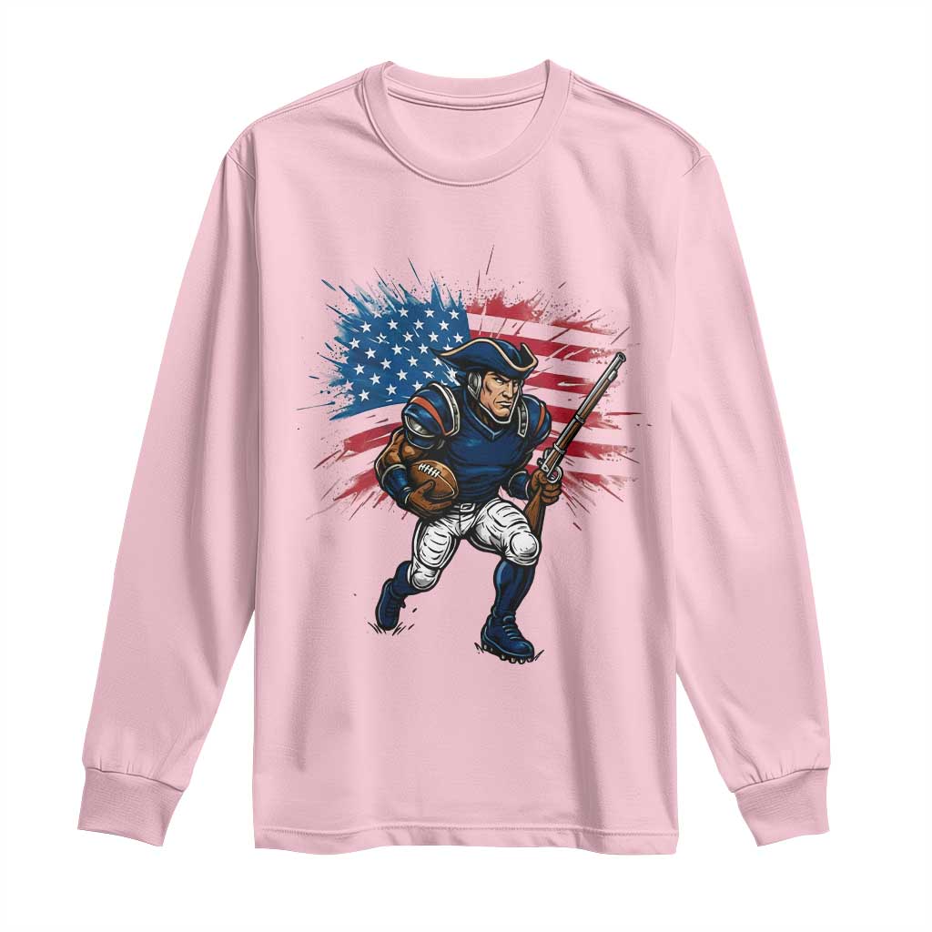 NE Football Fan Supporter Long Sleeve Shirt American Flag Pride Gift TS12 Light Pink Print Your Wear