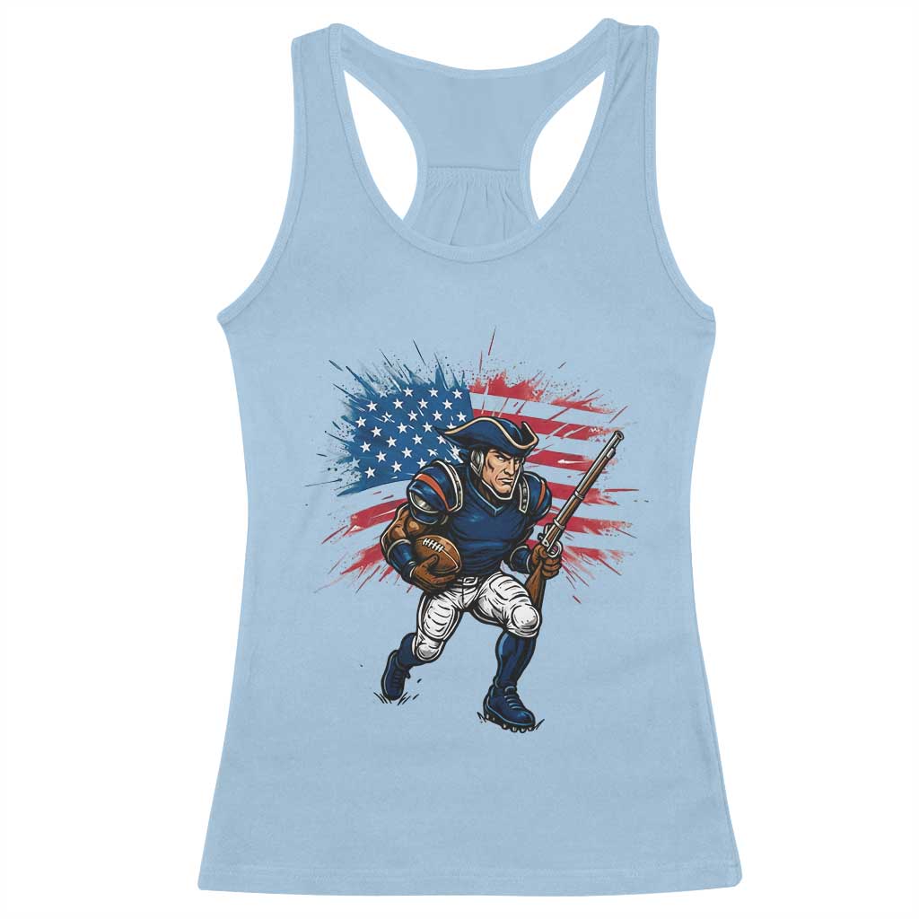 NE Football Fan Supporter Racerback Tank Top American Flag Pride Gift TS12 Light Blue Print Your Wear