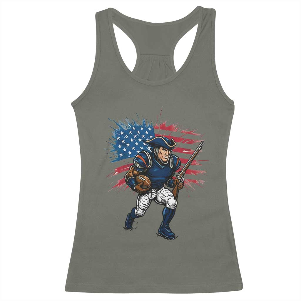 NE Football Fan Supporter Racerback Tank Top American Flag Pride Gift TS12 Military Green Print Your Wear