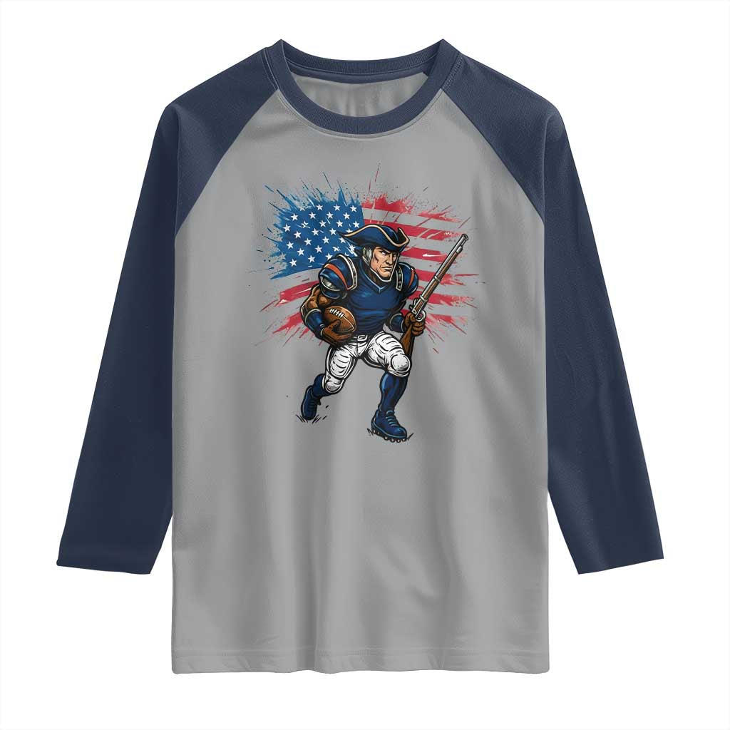 NE Football Fan Supporter Raglan Shirt American Flag Pride Gift TS12 Sport Gray Navy Print Your Wear