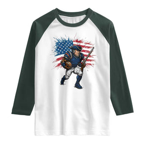 NE Football Fan Supporter Raglan Shirt American Flag Pride Gift TS12 White Dark Forest Green Print Your Wear