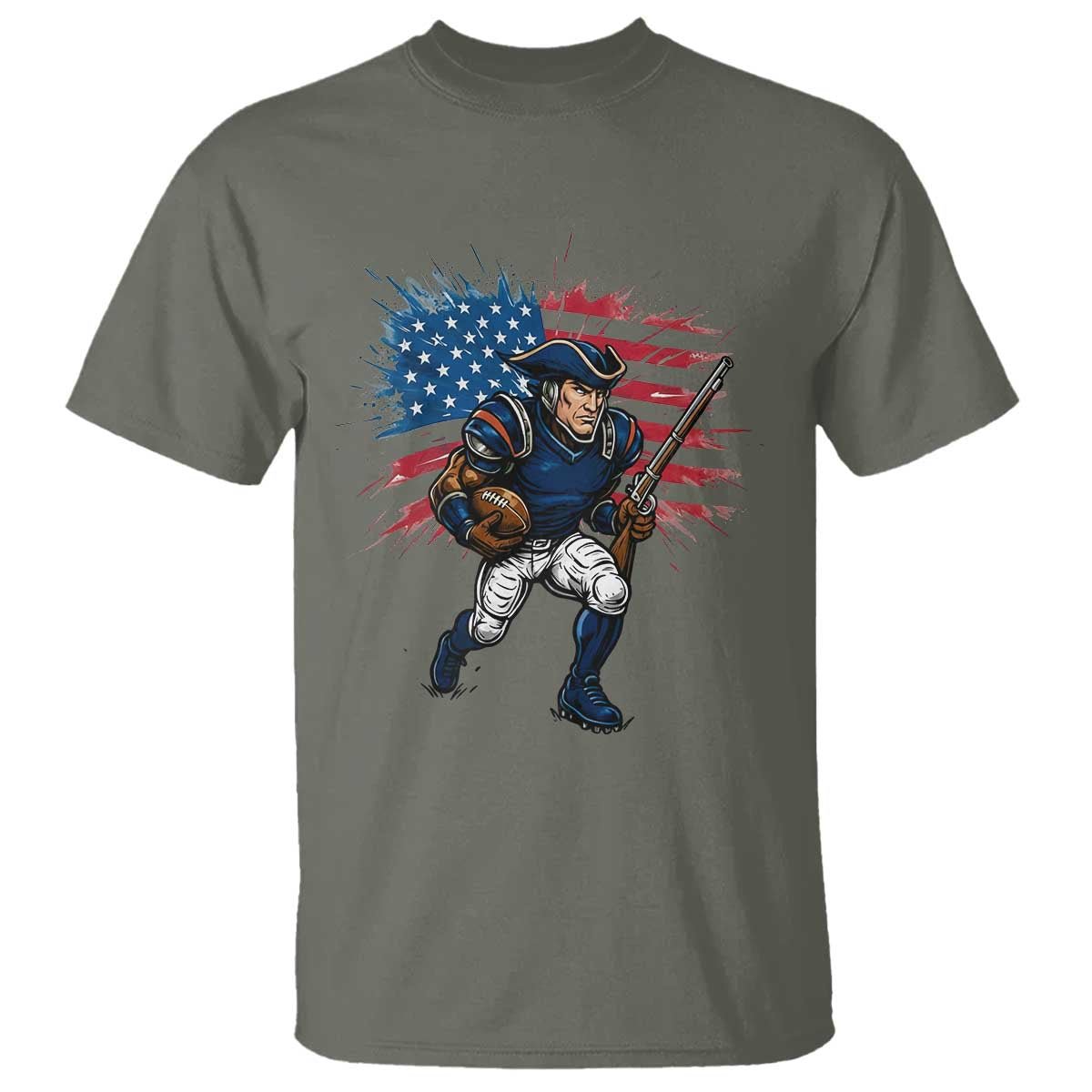 NE Football Fan Supporter T Shirt American Flag Pride Gift TS12 Military Green Print Your Wear