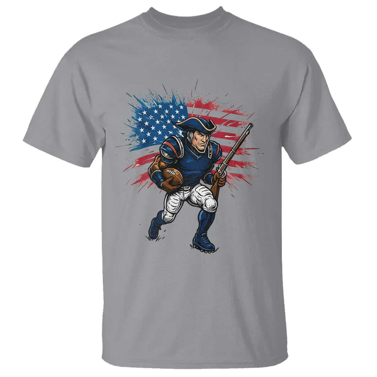 NE Football Fan Supporter T Shirt American Flag Pride Gift TS12 Sport Gray Print Your Wear