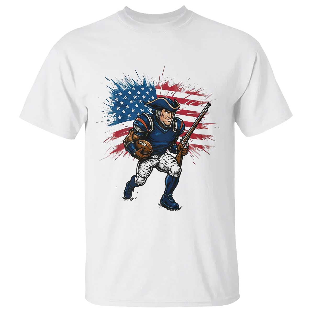 NE Football Fan Supporter T Shirt American Flag Pride Gift TS12 White Print Your Wear