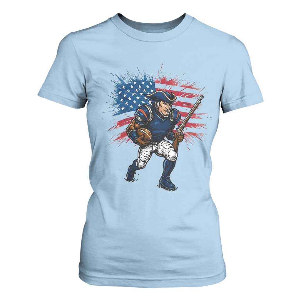 NE Football Fan Supporter T Shirt For Women American Flag Pride Gift TS12 Light Blue Print Your Wear