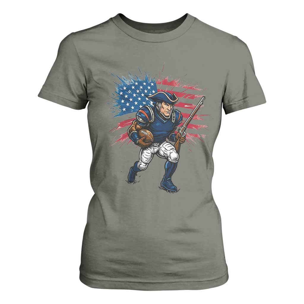NE Football Fan Supporter T Shirt For Women American Flag Pride Gift TS12 Military Green Print Your Wear