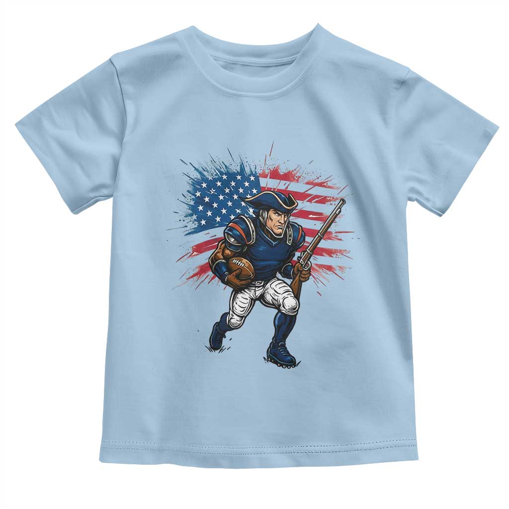NE Football Fan Supporter Toddler T Shirt American Flag Pride Gift TS12 Light Blue Print Your Wear