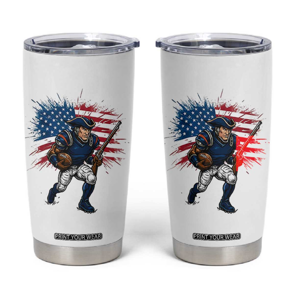 NE Football Fan Supporter Tumbler Cup American Flag Pride Gift TS12 White Print Your Wear