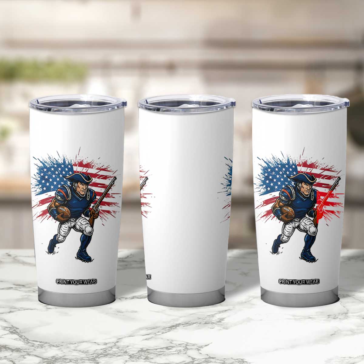 NE Football Fan Supporter Tumbler Cup American Flag Pride Gift TS12 Print Your Wear