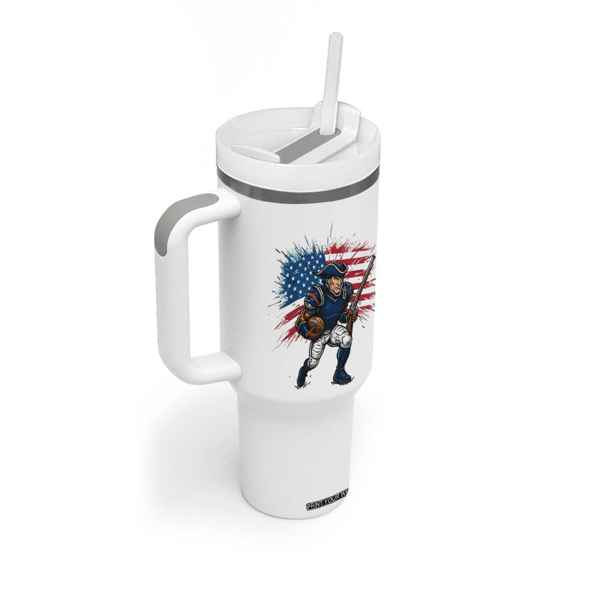 NE Football Fan Supporter Tumbler With Handle American Flag Pride Gift TS12 Print Your Wear