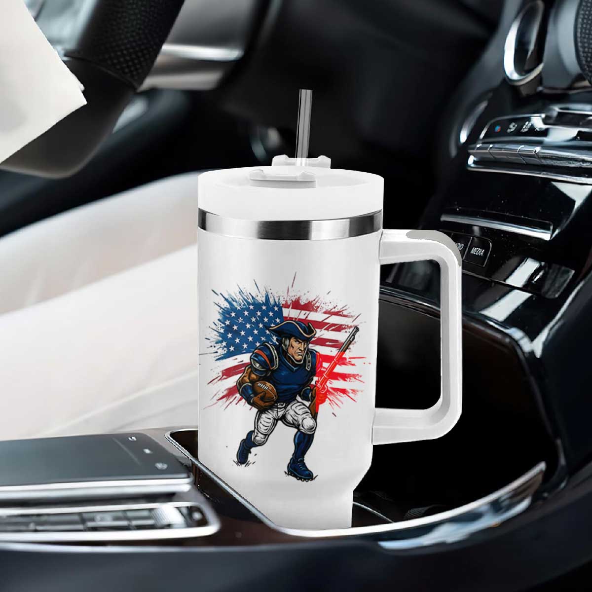 NE Football Fan Supporter Tumbler With Handle American Flag Pride Gift TS12 Print Your Wear
