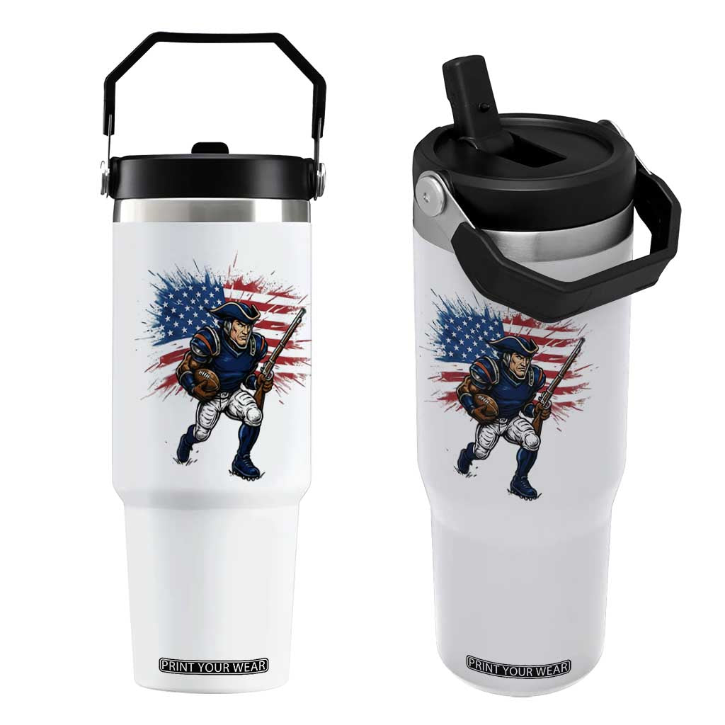 NE Football Fan Supporter Flip Straw Tumbler American Flag Pride Gift TS12 One Size: 30 oz White Print Your Wear