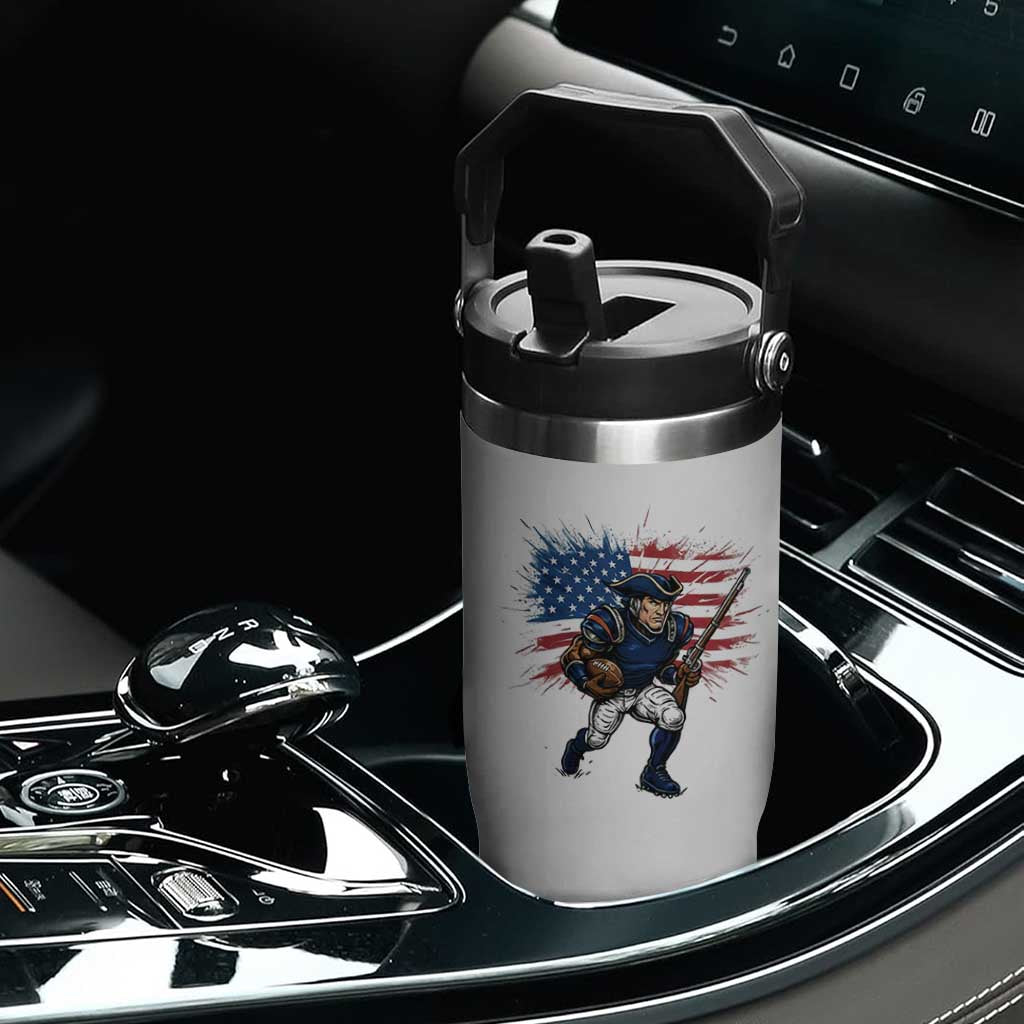 NE Football Fan Supporter Flip Straw Tumbler American Flag Pride Gift TS12 Print Your Wear