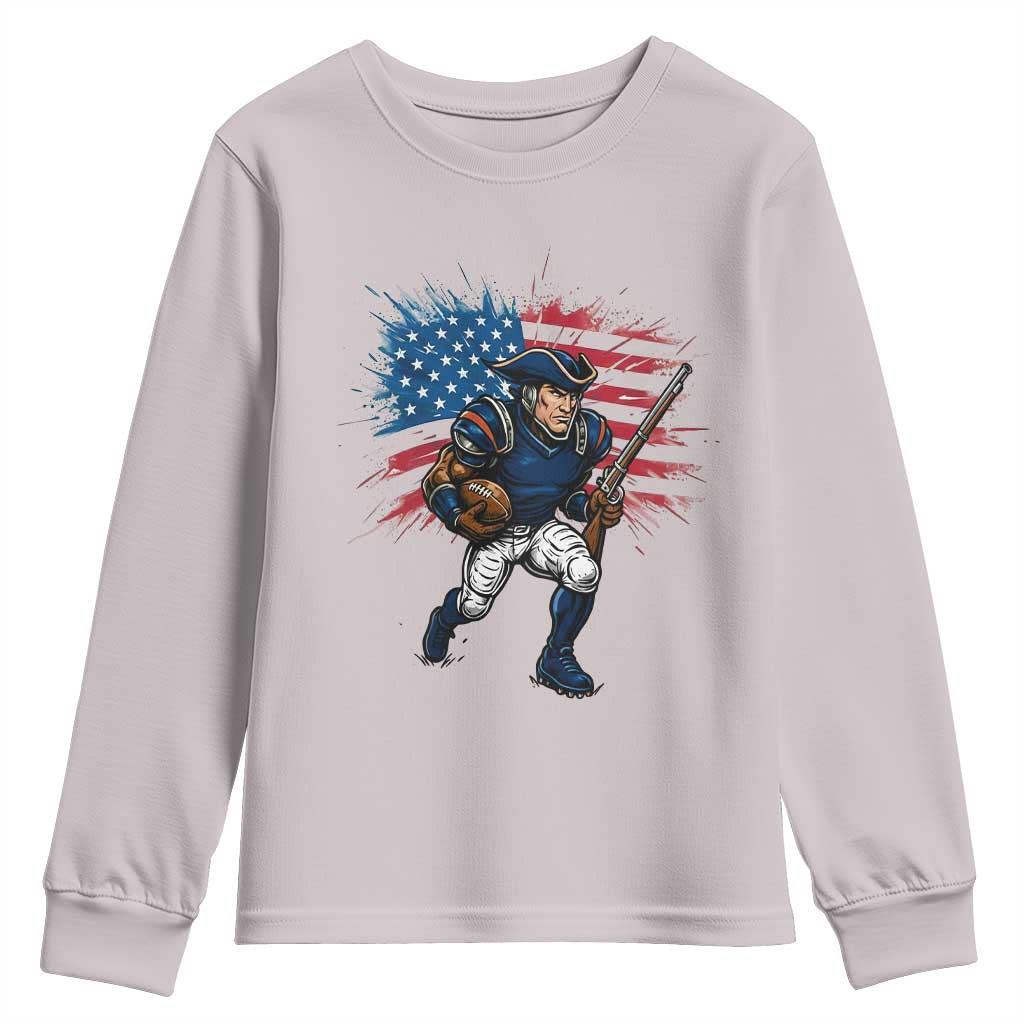 NE Football Fan Supporter Youth Sweatshirt American Flag Pride Gift TS12 Ice Gray Print Your Wear