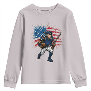 NE Football Fan Supporter Youth Sweatshirt American Flag Pride Gift TS12 Ice Gray Print Your Wear