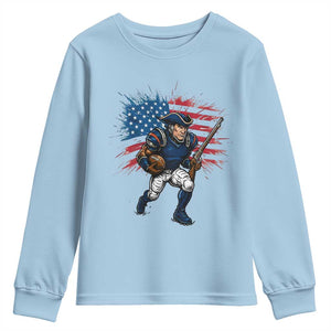 NE Football Fan Supporter Youth Sweatshirt American Flag Pride Gift TS12 Light Blue Print Your Wear