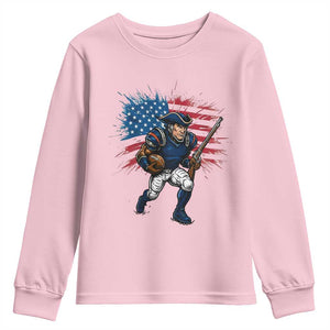 NE Football Fan Supporter Youth Sweatshirt American Flag Pride Gift TS12 Light Pink Print Your Wear