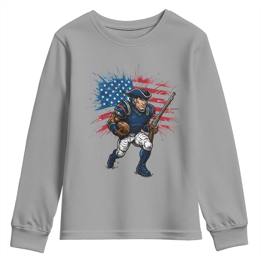 NE Football Fan Supporter Youth Sweatshirt American Flag Pride Gift TS12 Sport Gray Print Your Wear