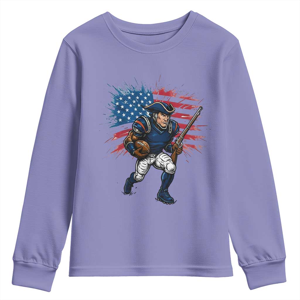 NE Football Fan Supporter Youth Sweatshirt American Flag Pride Gift TS12 Violet Print Your Wear