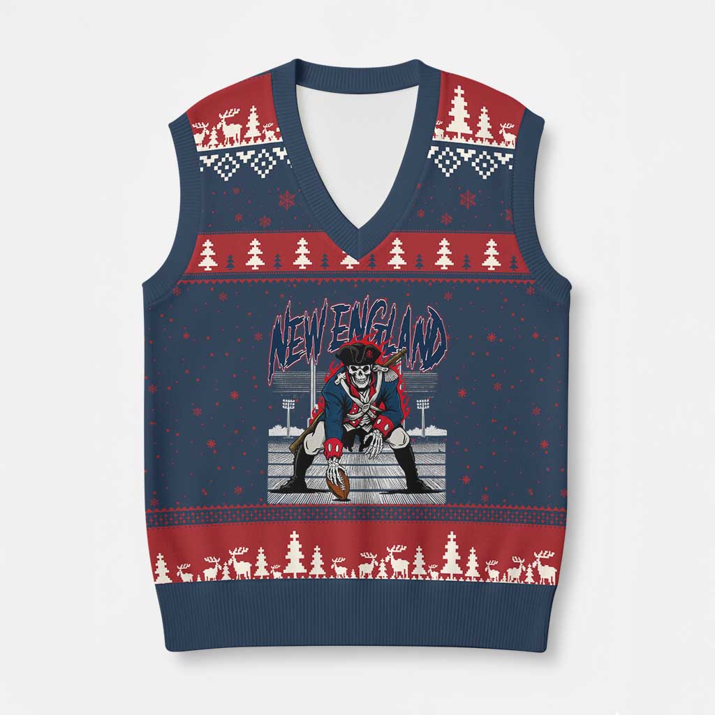 Gothic Skeleton V-Neck Knit Sweater Vest NE Football Lover Gift TS12 Navy Red Print Your Wear