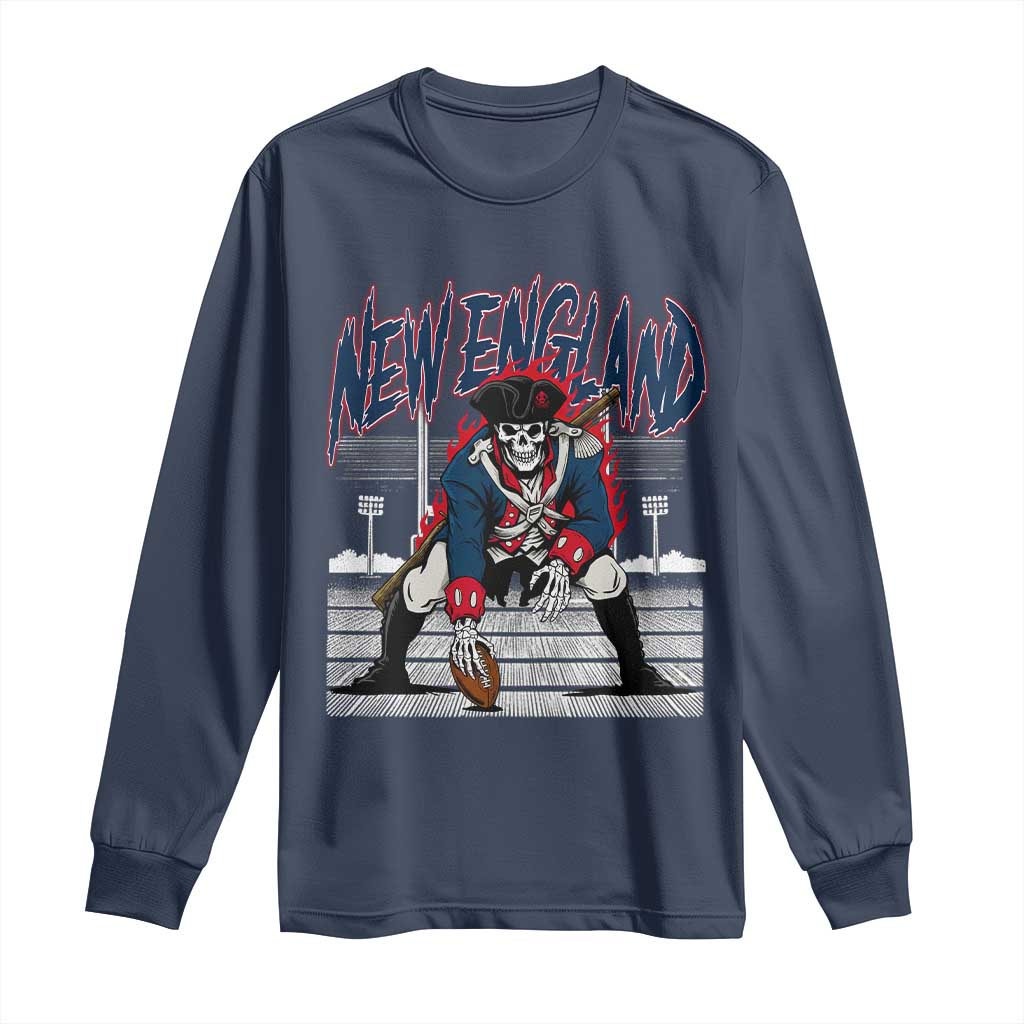Gothic Skeleton Long Sleeve Shirt NE Football Lover Gift TS12 Navy Print Your Wear