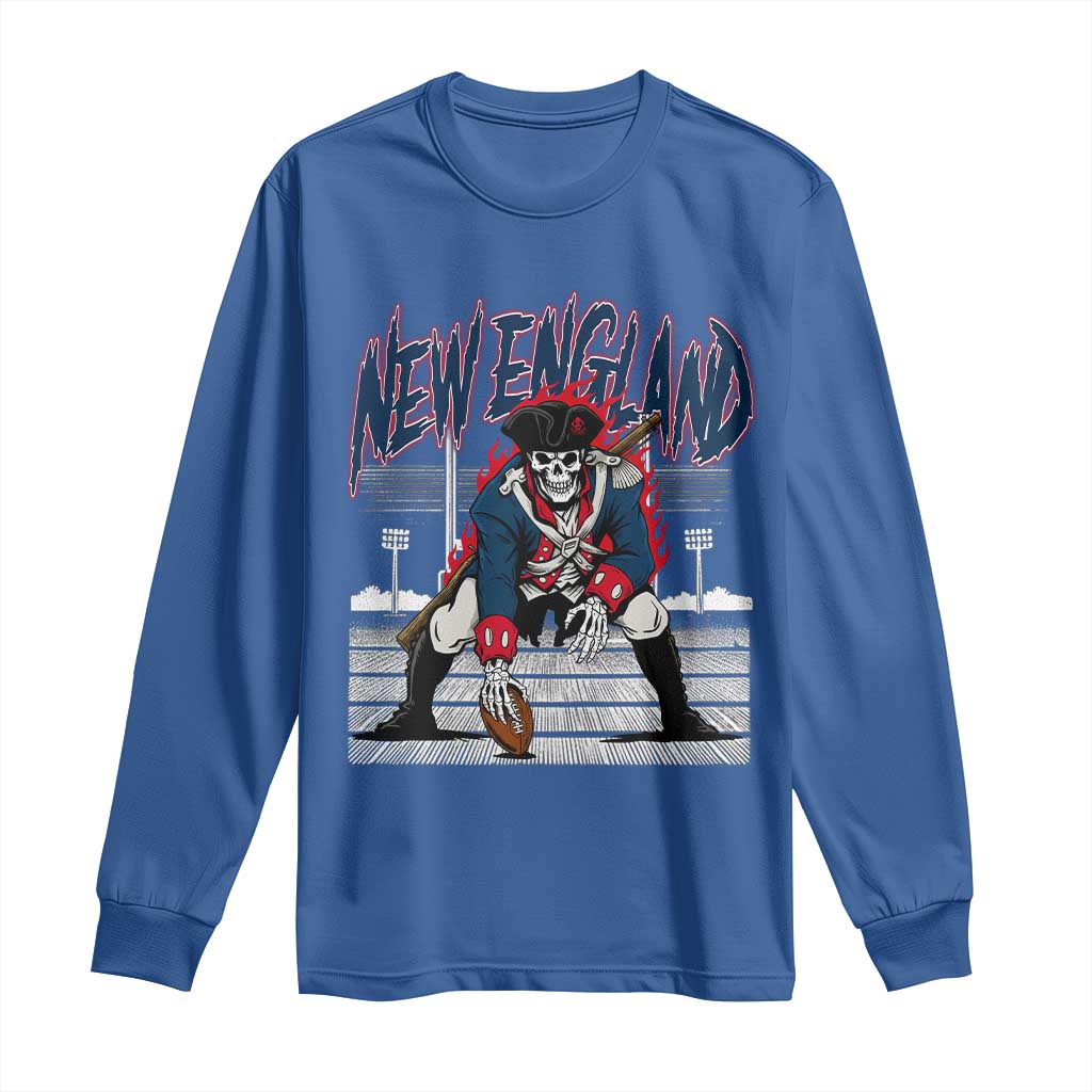 Gothic Skeleton Long Sleeve Shirt NE Football Lover Gift TS12 Royal Blue Print Your Wear