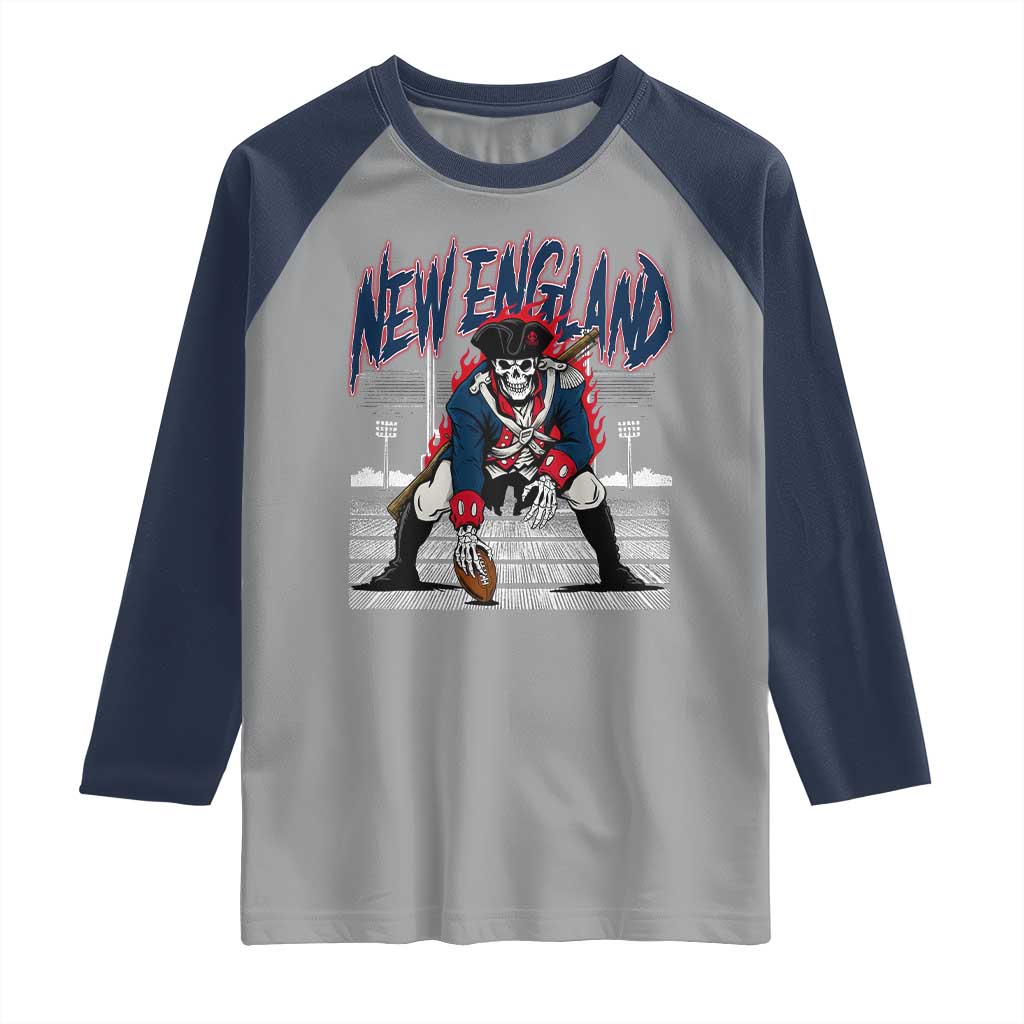 Gothic Skeleton Raglan Shirt NE Football Lover Gift TS12 Sport Gray Navy Print Your Wear