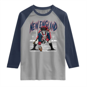 Gothic Skeleton Raglan Shirt NE Football Lover Gift TS12 Sport Gray Navy Print Your Wear