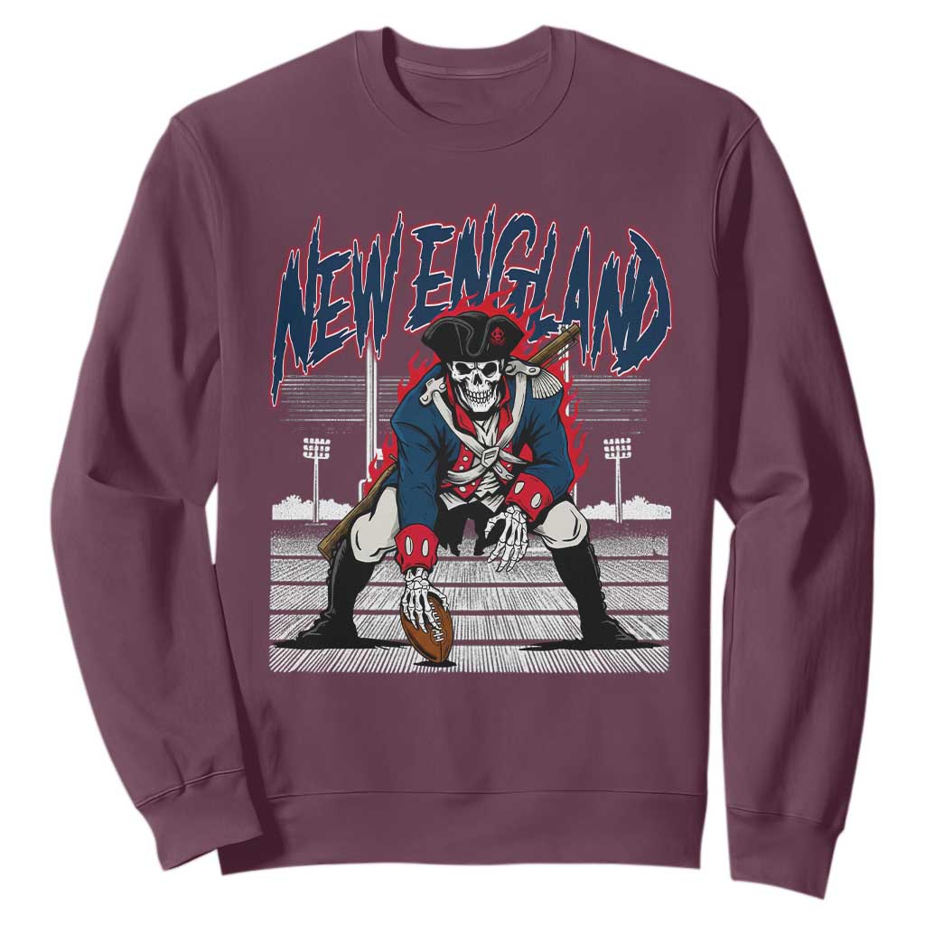 Gothic Skeleton Sweatshirt NE Football Lover Gift TS12 Maroon Print Your Wear