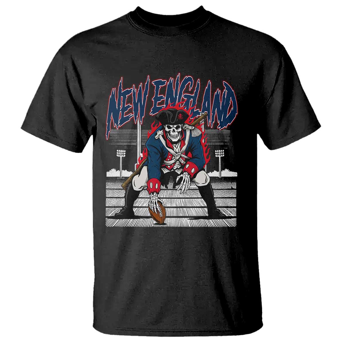 Gothic Skeleton T Shirt NE Football Lover Gift TS12 Black Print Your Wear
