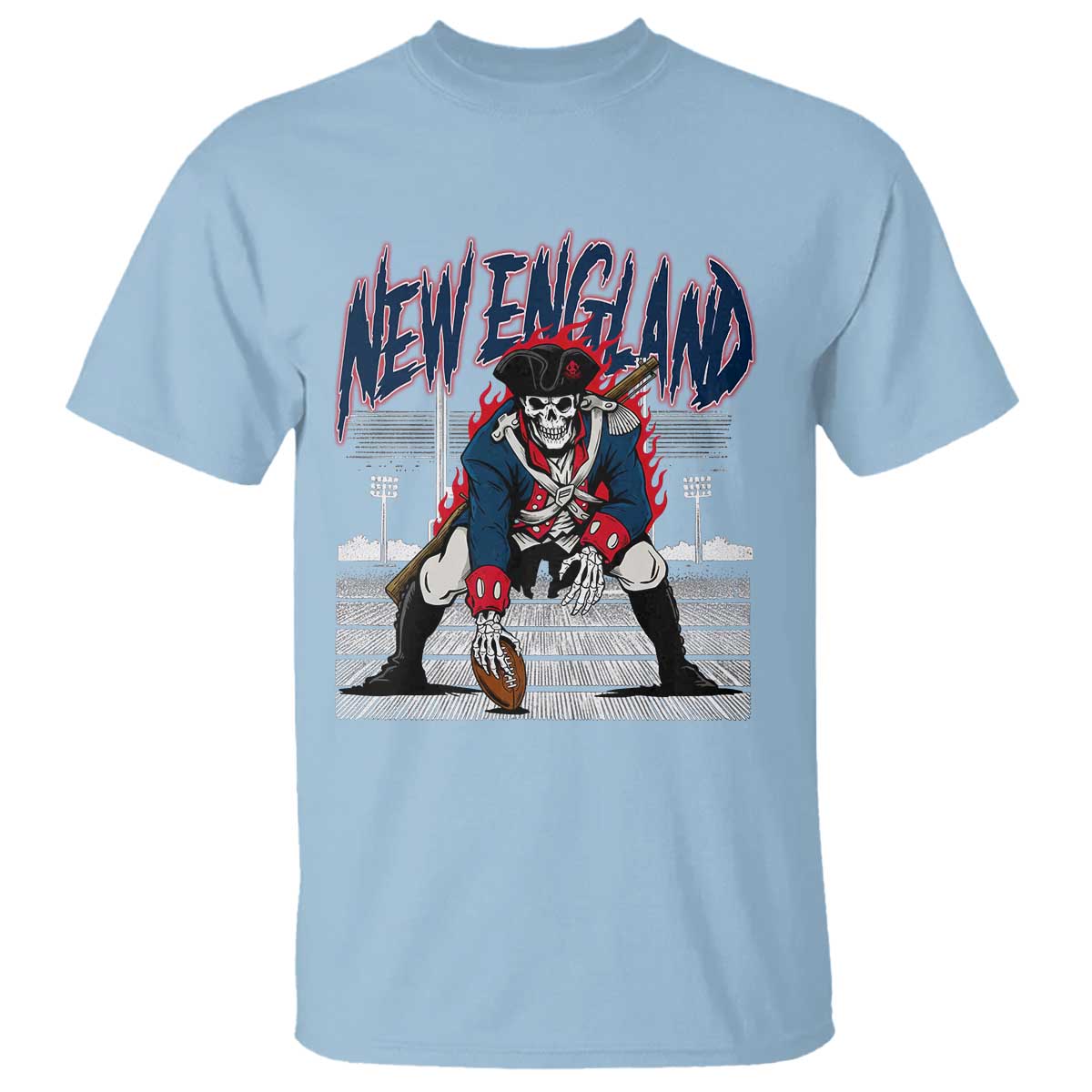 Gothic Skeleton T Shirt NE Football Lover Gift TS12 Light Blue Print Your Wear