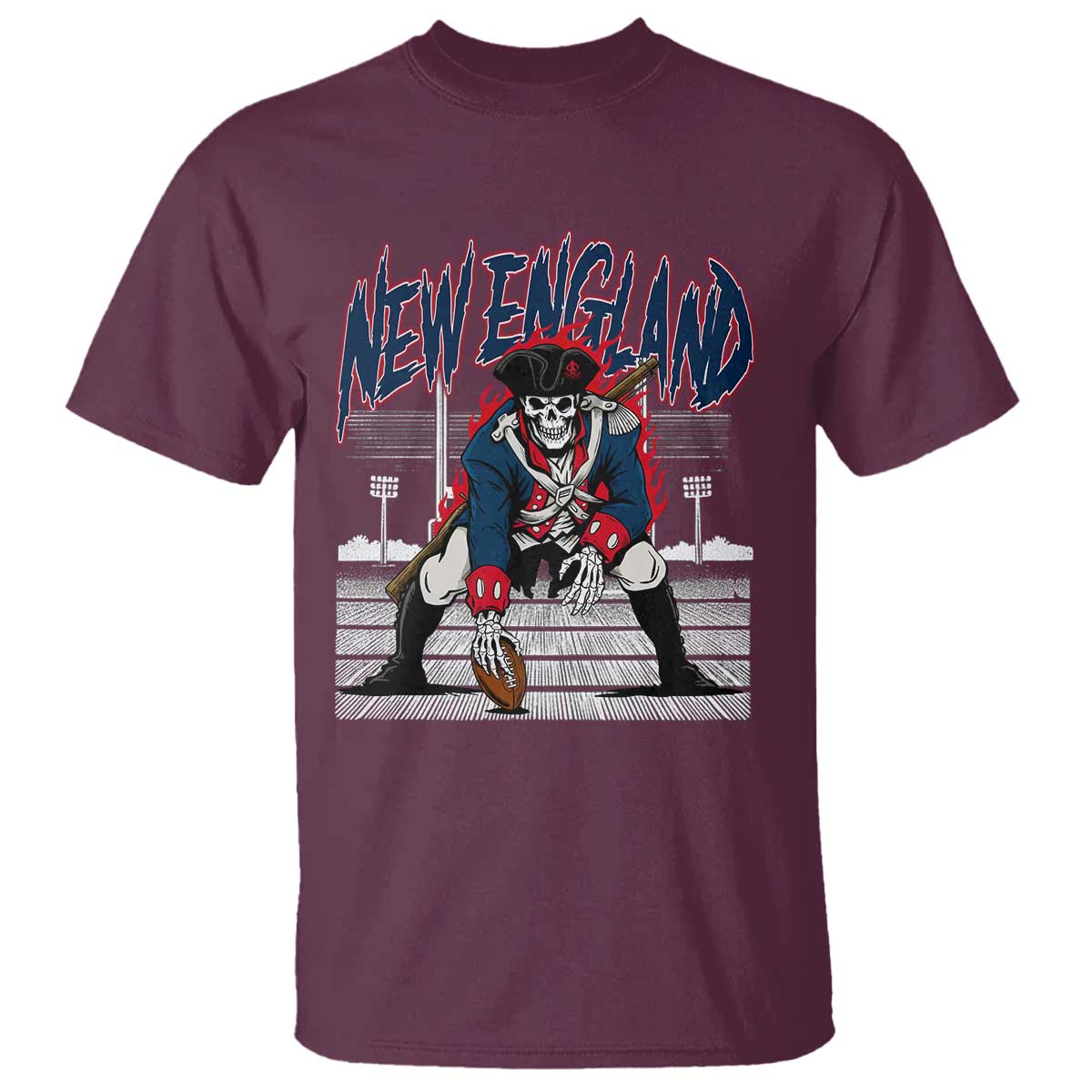 Gothic Skeleton T Shirt NE Football Lover Gift TS12 Maroon Print Your Wear