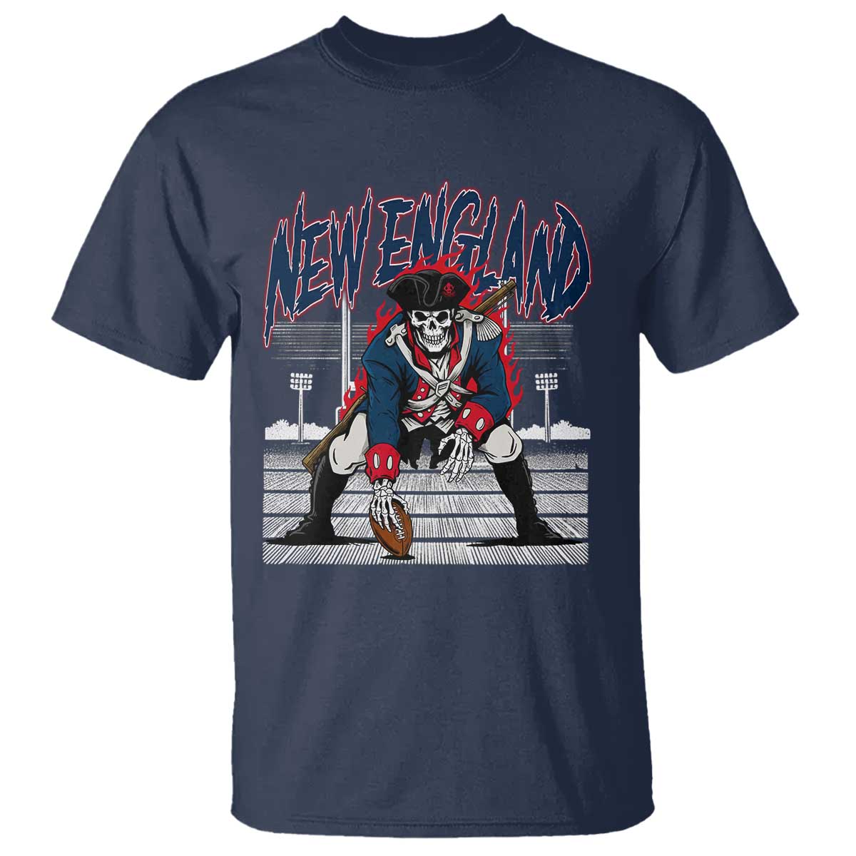 Gothic Skeleton T Shirt NE Football Lover Gift TS12 Navy Print Your Wear