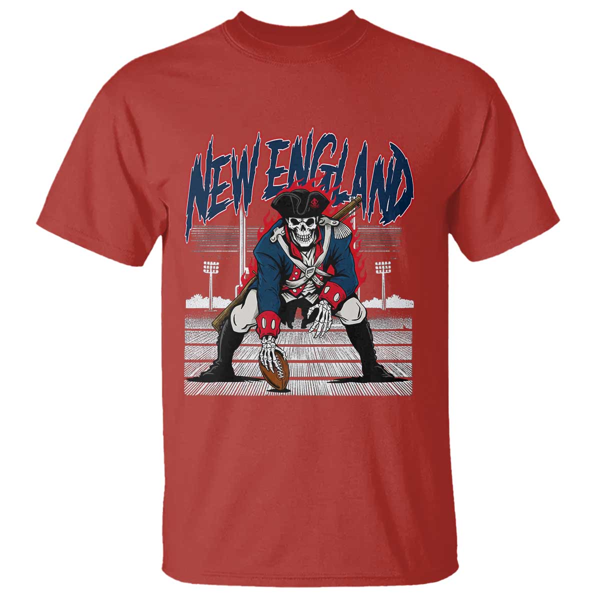 Gothic Skeleton T Shirt NE Football Lover Gift TS12 Red Print Your Wear