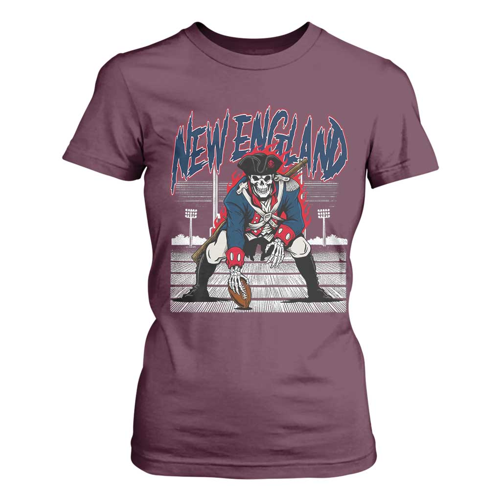 Gothic Skeleton T Shirt For Women NE Football Lover Gift TS12 Maroon Print Your Wear