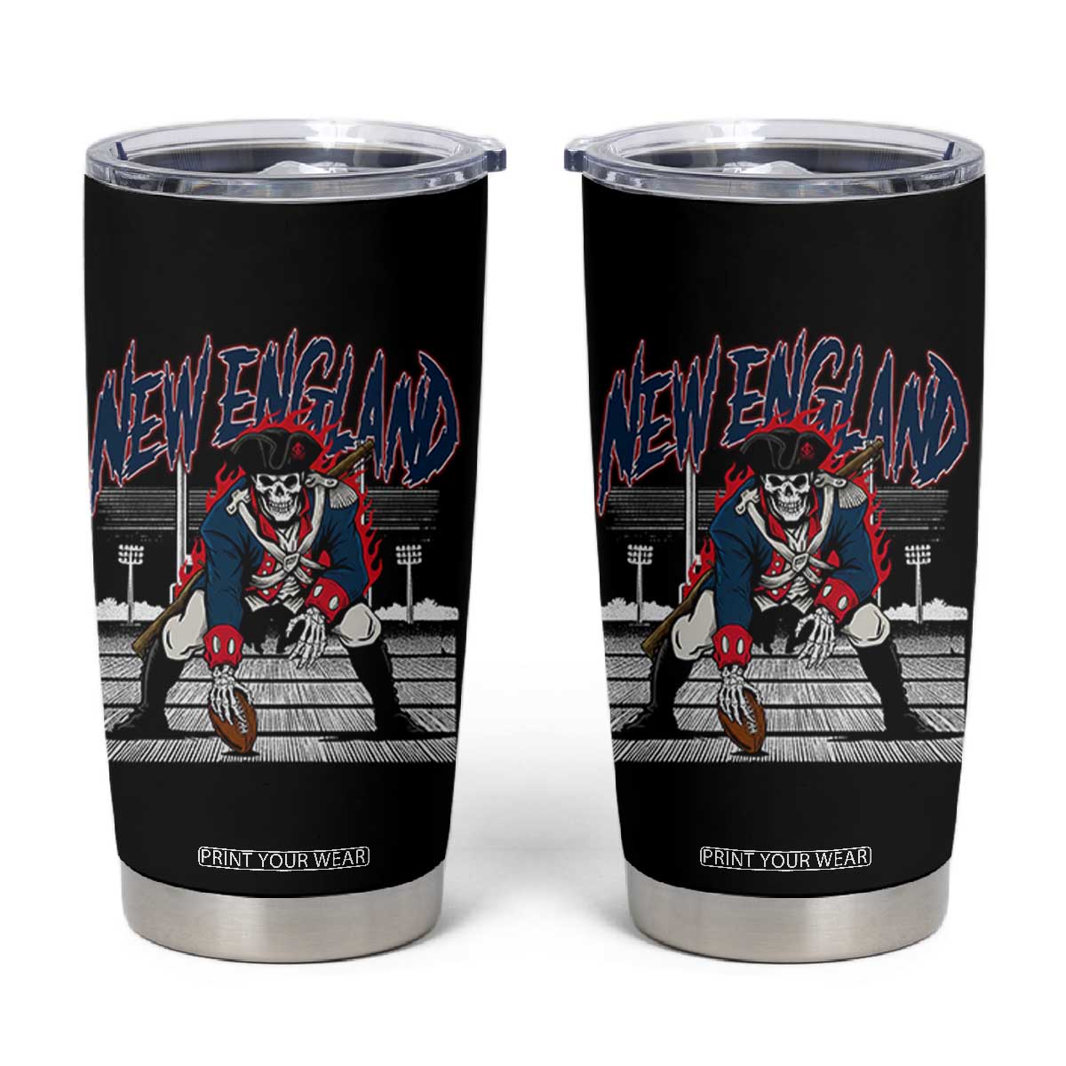 Gothic Skeleton Tumbler Cup NE Football Lover Gift TS12 Black Print Your Wear